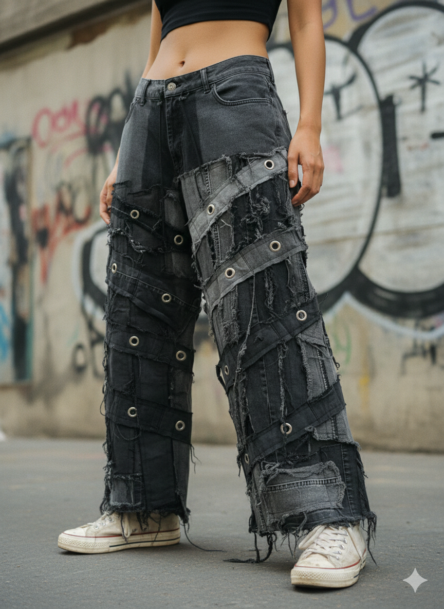 Patchwork Pants - Rings design, 30"-38"