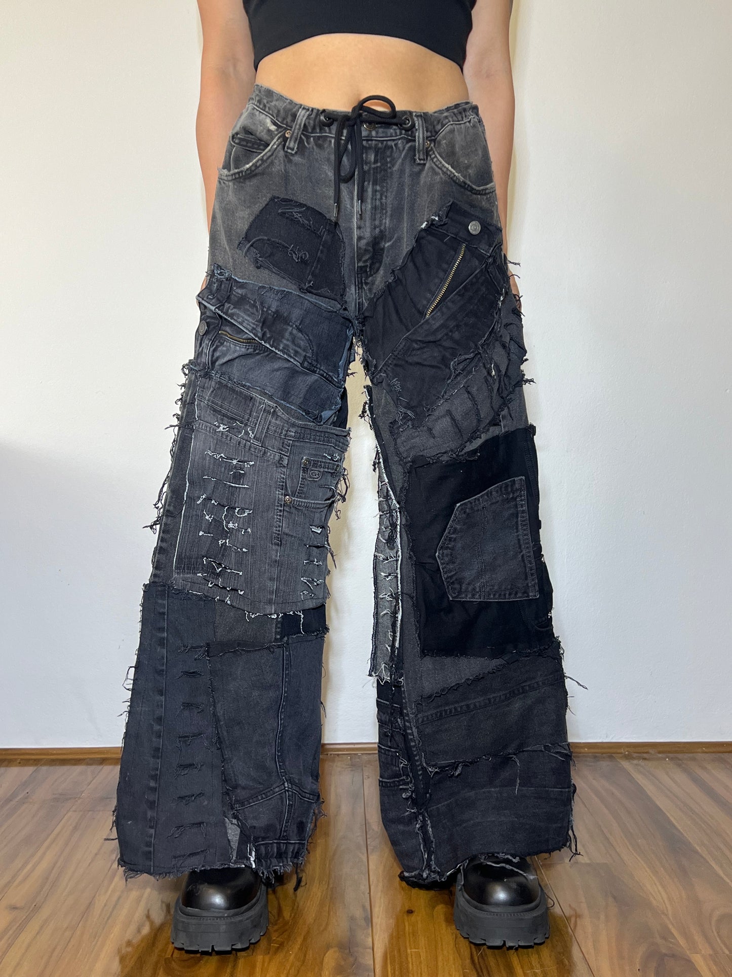 Patchwork Denim – Black, 26"-32"
