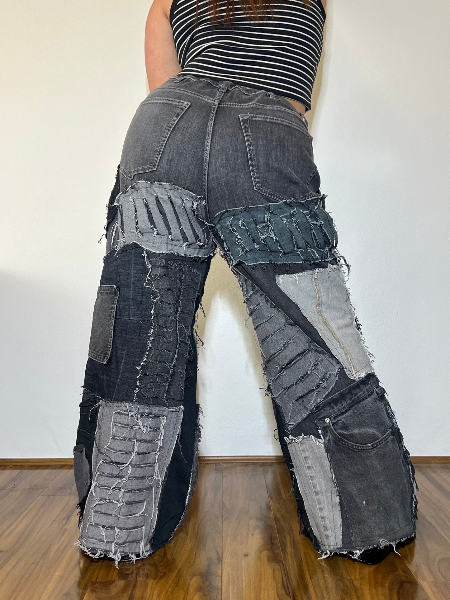 Patchwork Denim – Black, 30"-40"