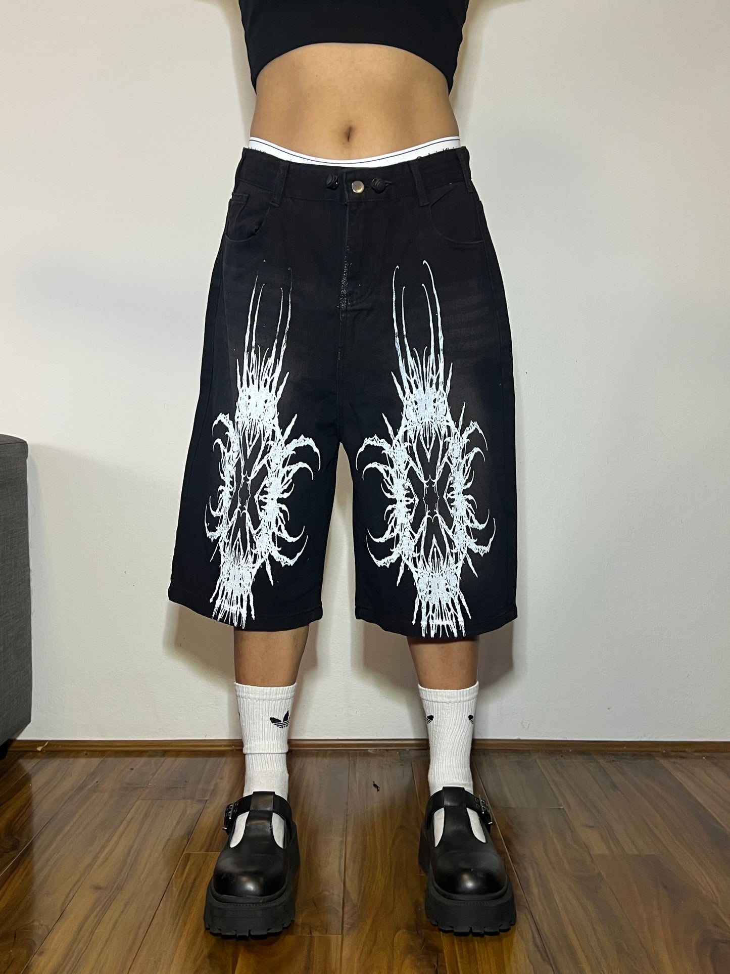 Hand-Printed Jorts – Black, 26"-32"