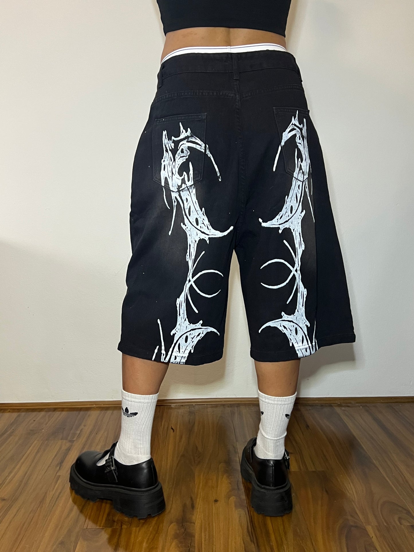 Hand-Printed Jorts – Black, 26"-32"