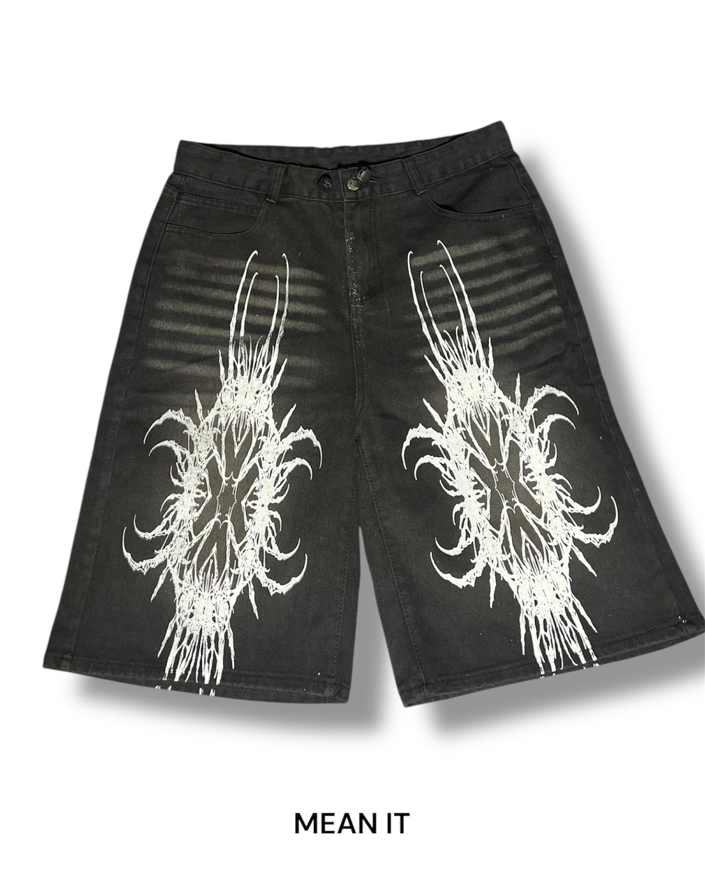 Hand-Printed Jorts – Black, 28"-34"