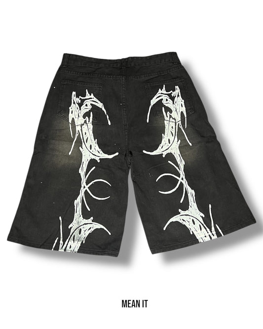 Hand-Printed Jorts – Black, 28"-34"