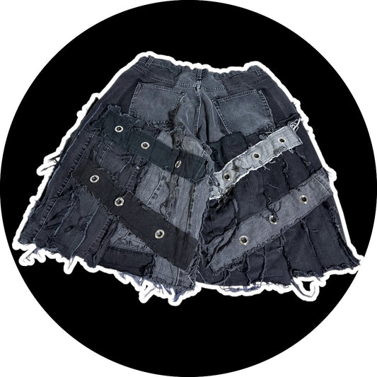 Patchwork Jorts - Rings design, 27"-35"