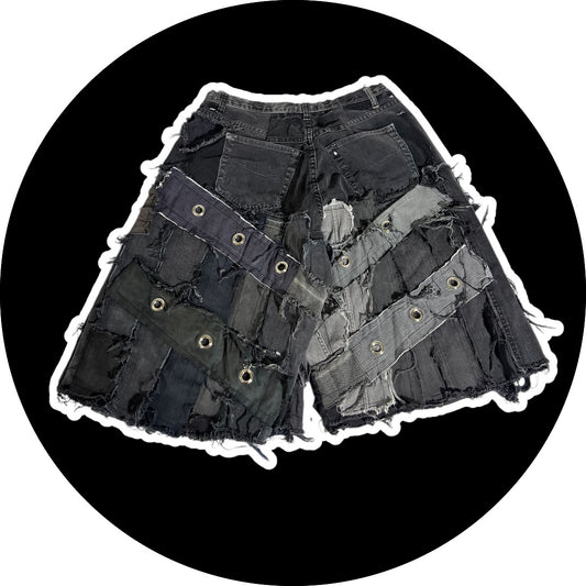 Patchwork Jorts - Rings design, 26"-32"