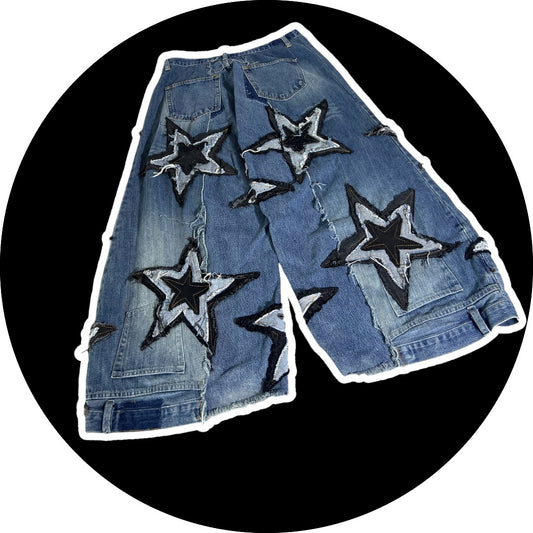 Patchwork Denim – Stars Design, Blue 27"-34"