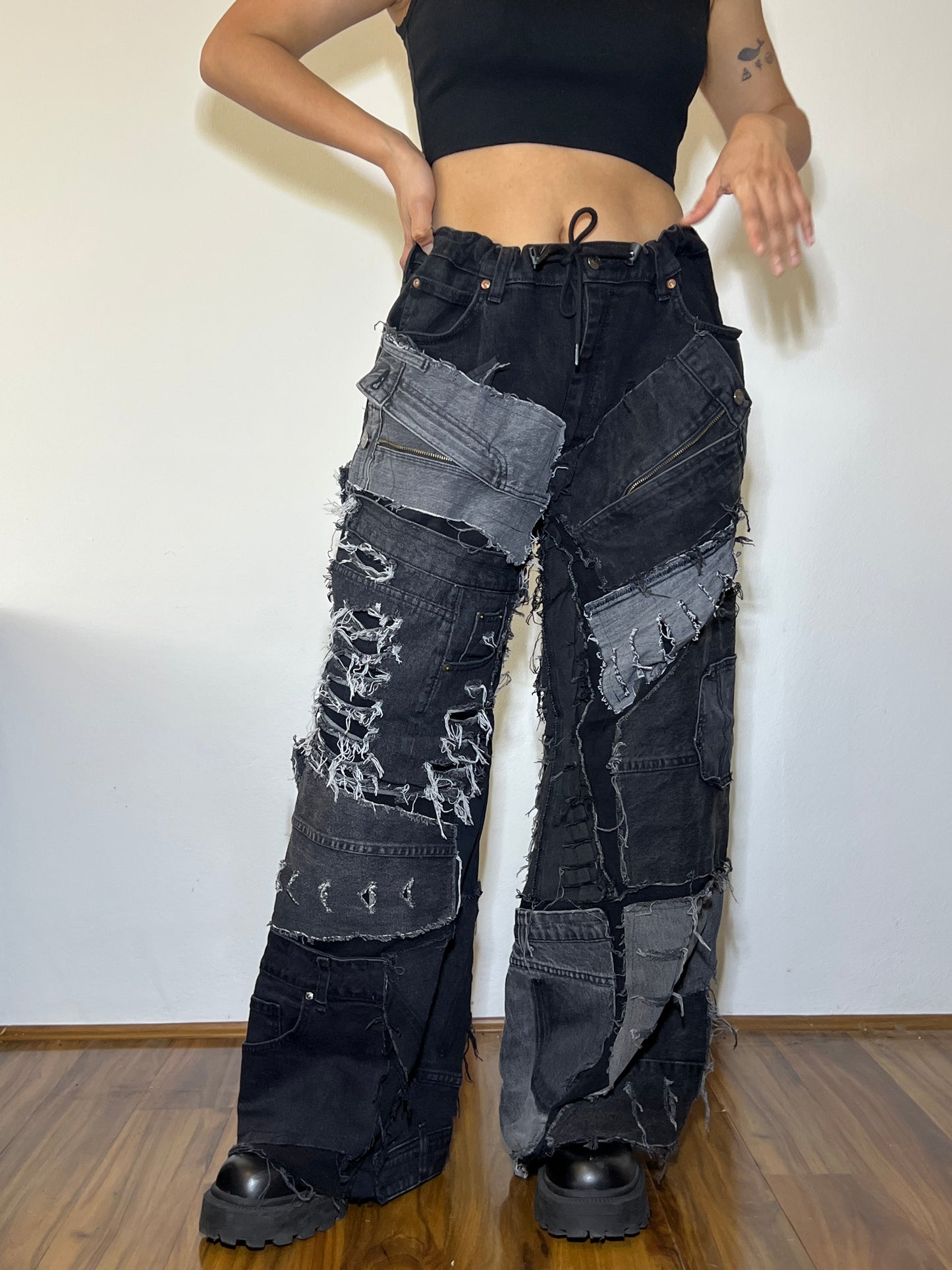 Patchwork Denim – Black, 30"-40"