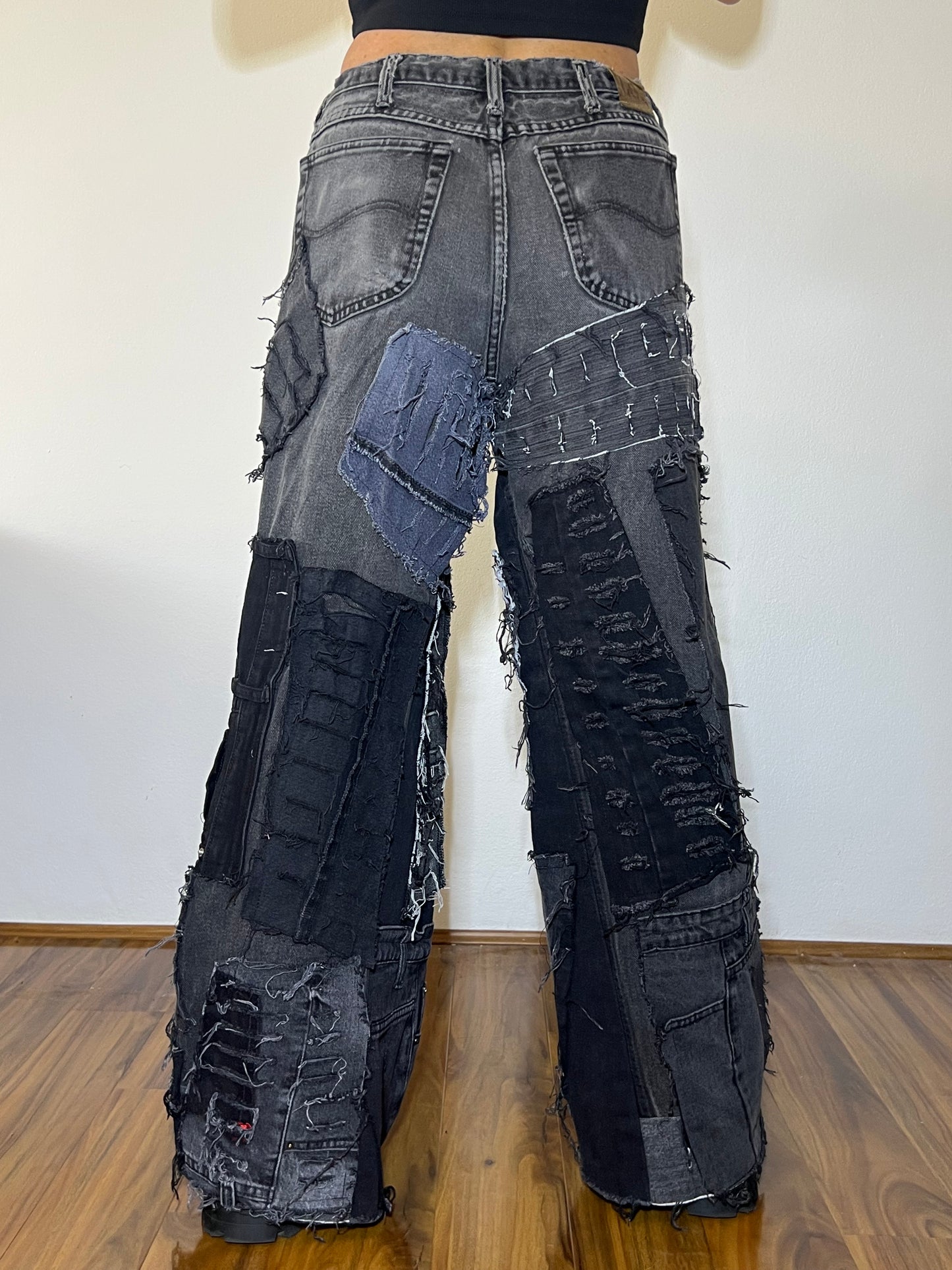 Patchwork Denim – Black, 26"-32"
