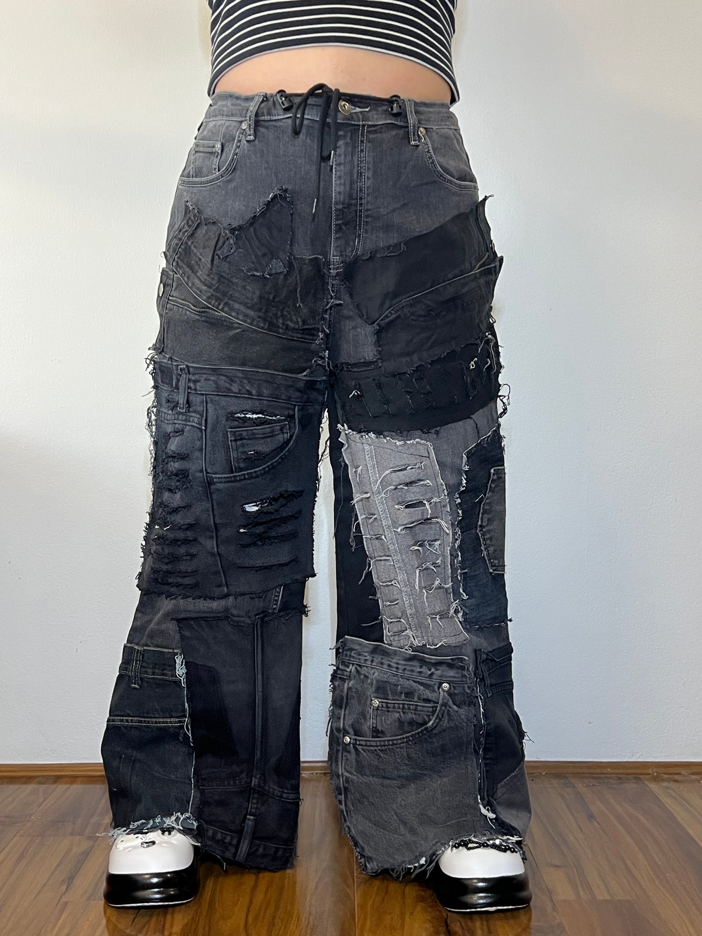 Patchwork Denim – Black, 30"-40"