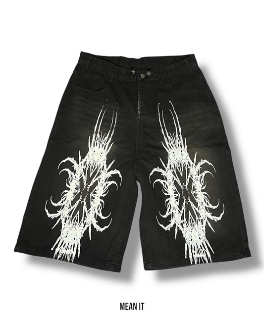 Hand-Printed Jorts – Black, 26"-32"