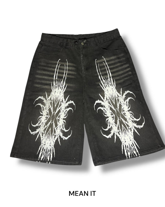 Hand-Printed Jorts – Black, 28"-34"