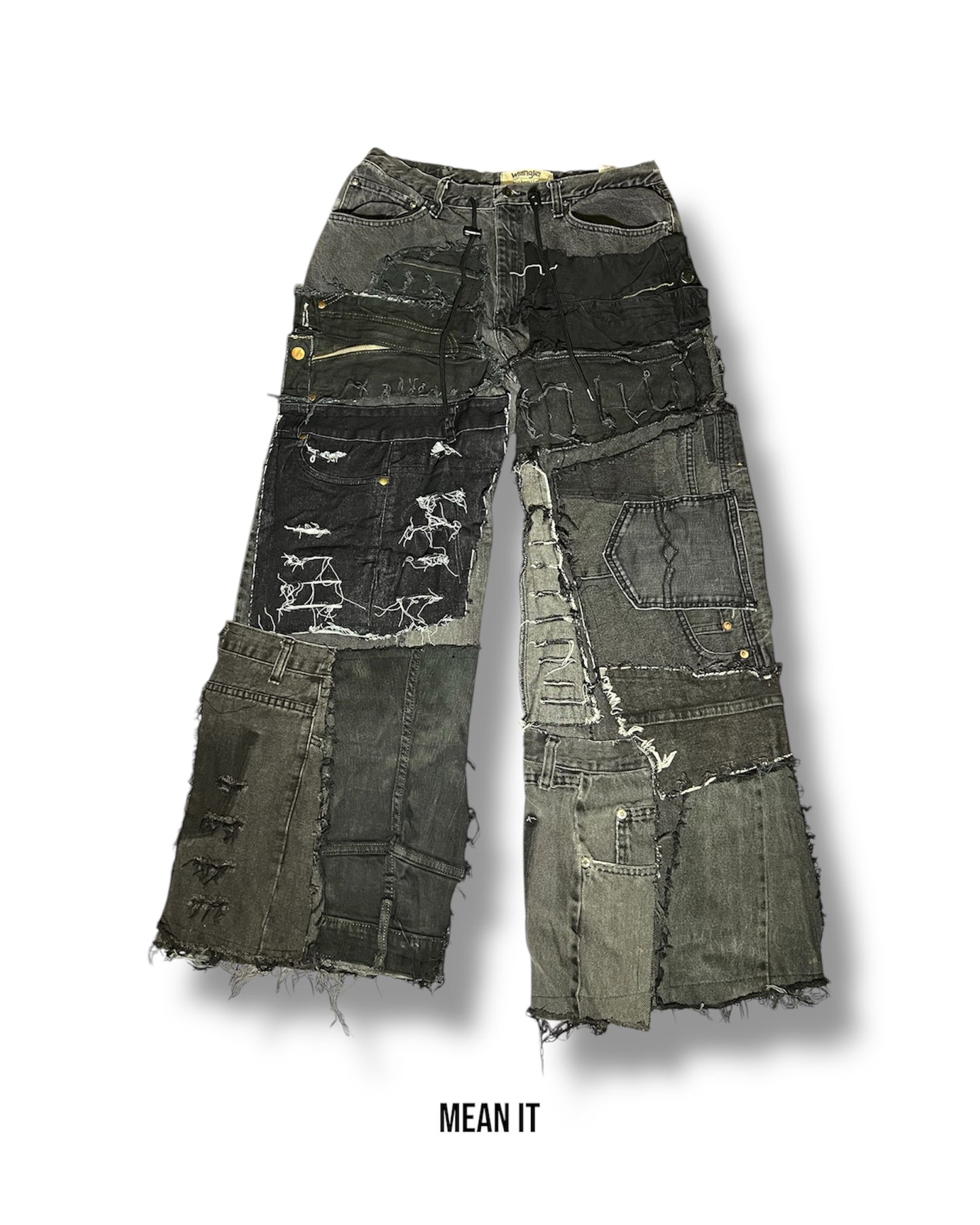 Patchwork Denim – Black, 28"-34"