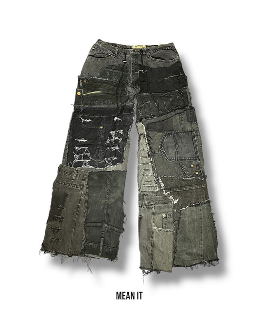 Patchwork Denim – Black, 28"-34"
