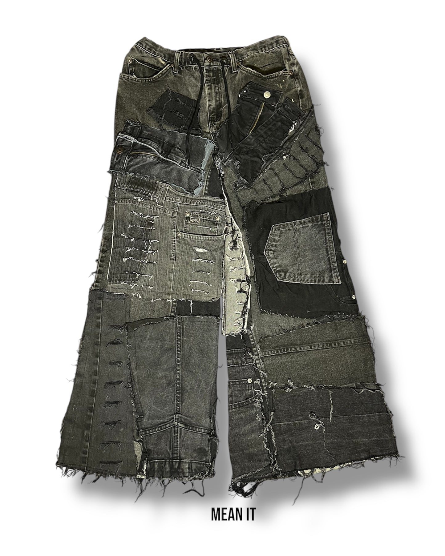 Patchwork Denim – Black, 26"-32"