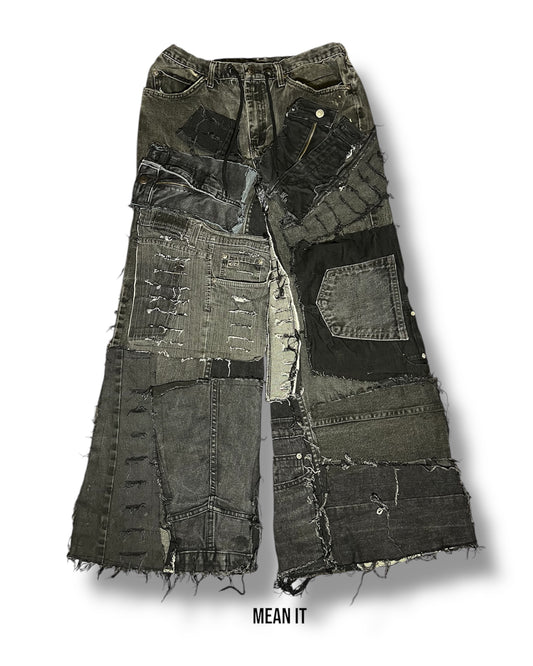 Patchwork Denim – Black, 26"-32"