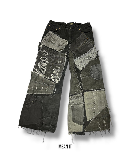 Patchwork Denim – Black, 30"-40"