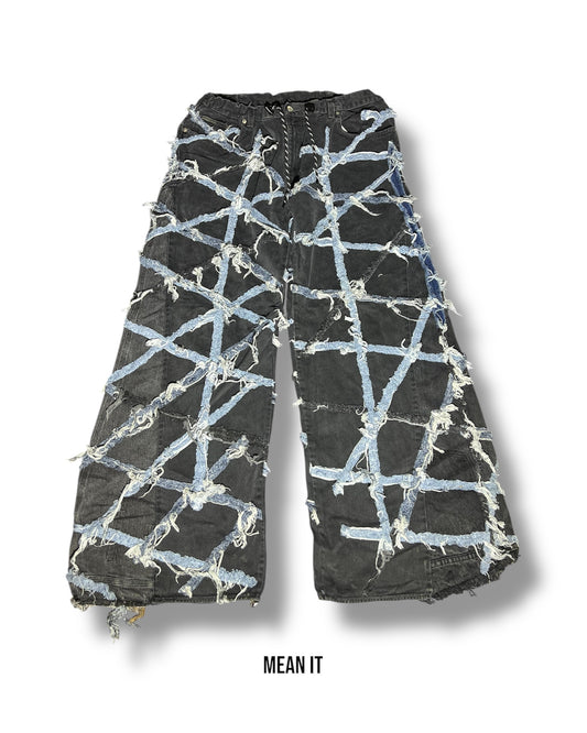 Patchwork Denim – Blue Cross Design, 30"-40"