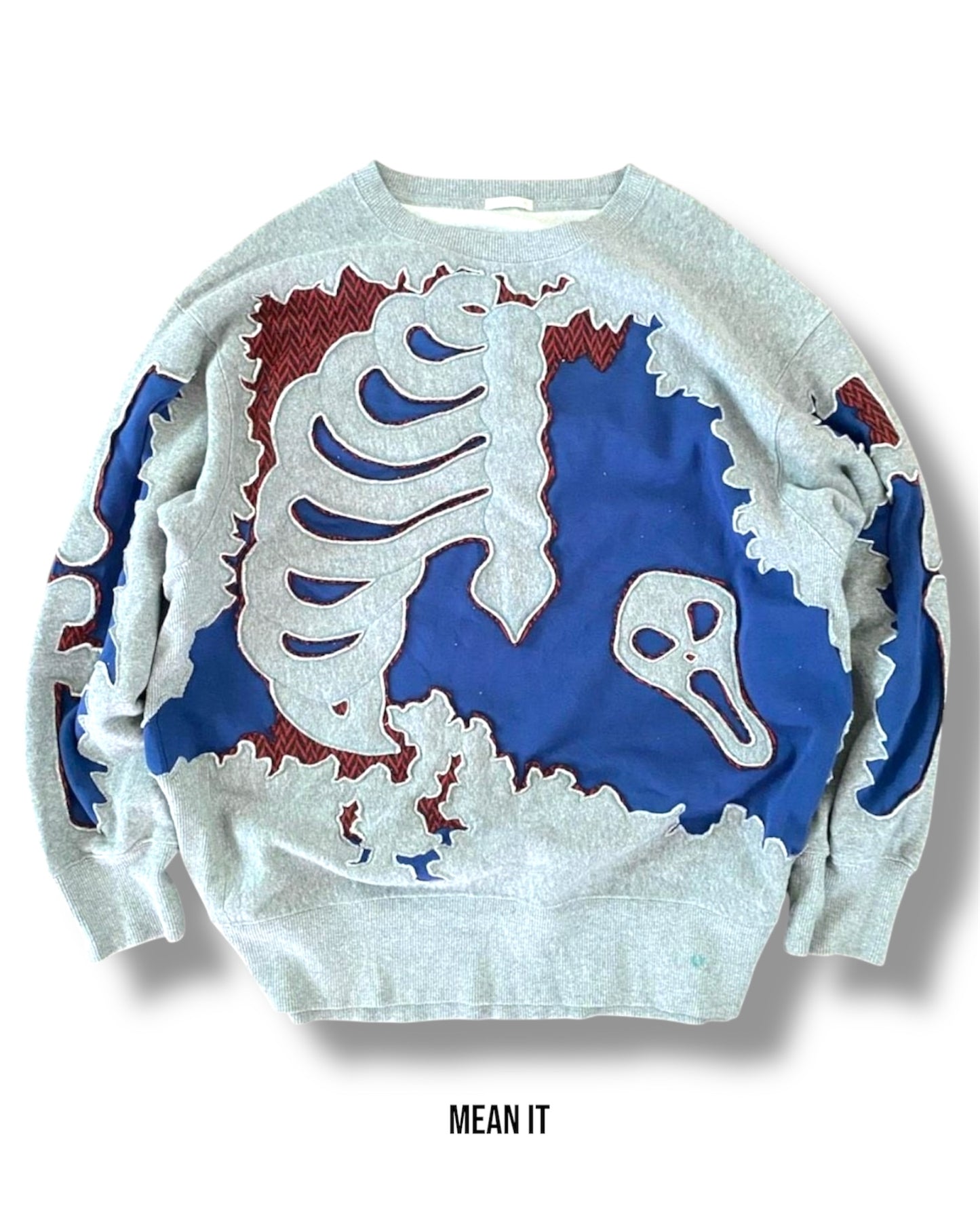 Custom Sweater – White/Blue Skeleton Knit
