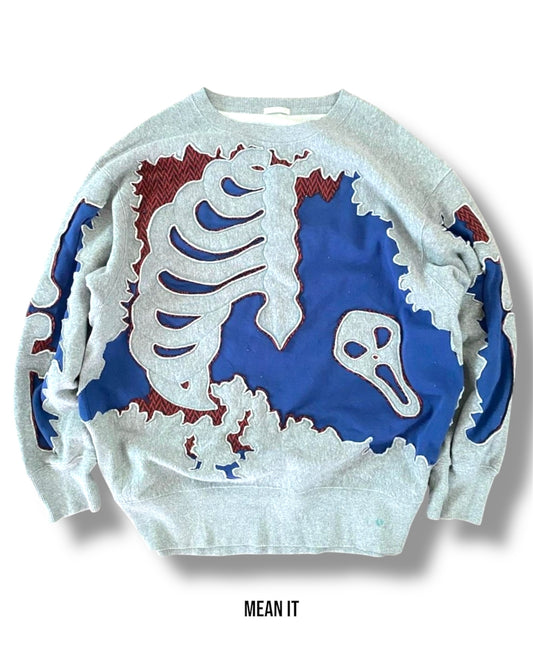 Custom Sweater – White/Blue Skeleton Knit