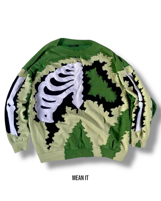 Custom Sweater – Green Skeleton Knit