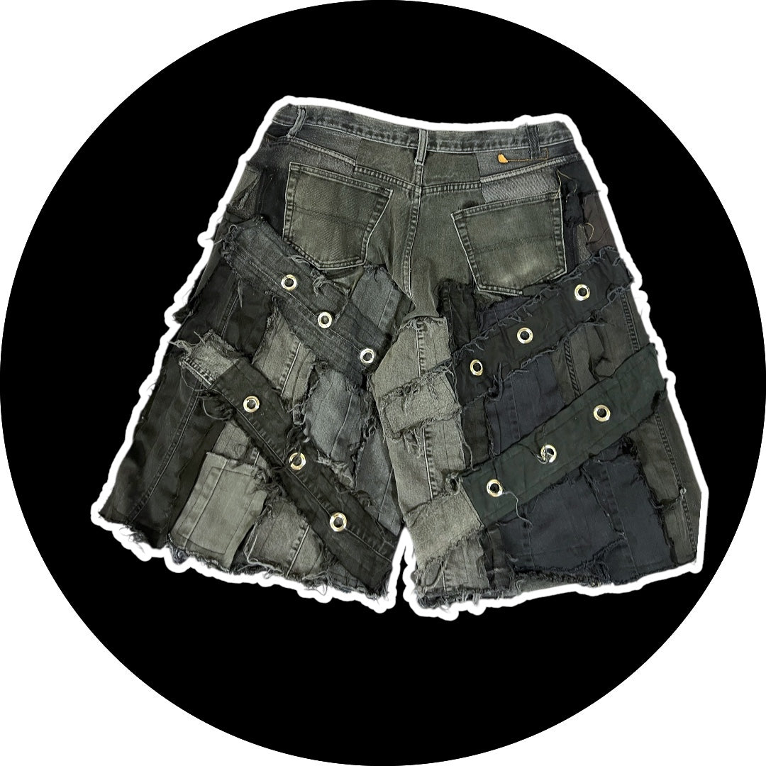 Patchwork Jorts - Rings design, 28"-36"