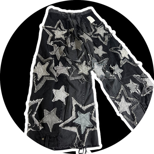 Patchwork Denim – Stars Design, Black 24"-30"