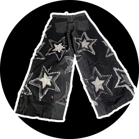 Patchwork Denim – Stars Design, Black 24"-30"
