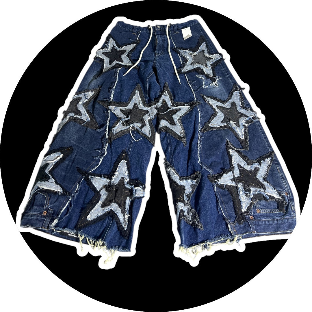 Patchwork Denim – Stars Design, Blue 27"-34"
