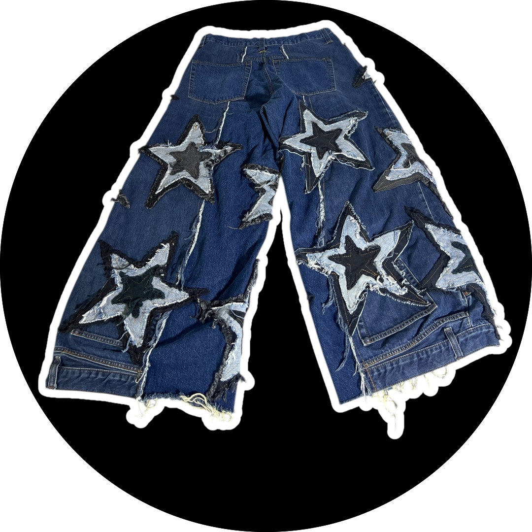 Patchwork Denim – Stars Design, Blue 27"-34"